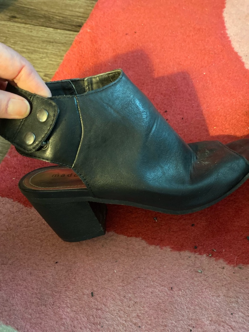 Steve Madden Black Leather Block Heel Slingback